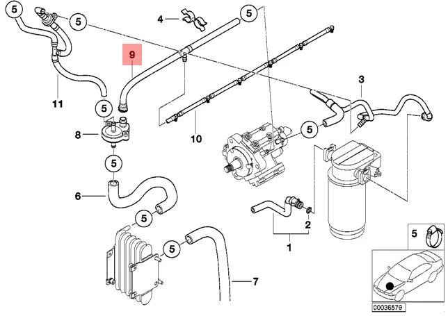 Genuine BMW E38 E39 Estate Fuel Supply Pipe Return Line OEM 