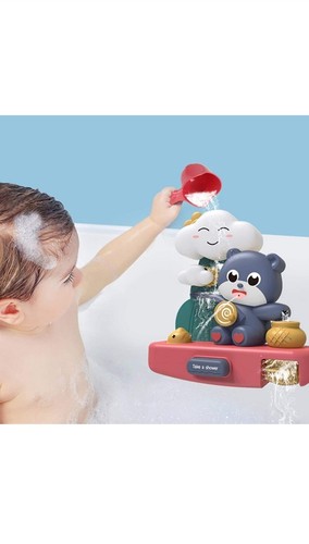 BABY BATH TIME TOY BEAR & FISH SPINNING SPRAY WATER FUN PLAY & LEARN 9"X9" FAB - Picture 3 of 7