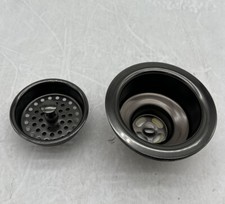 Signature Hardware Strainer Basket w/ Lift Stopper 3-1/2" Drain Gunmetal READ