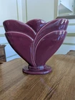 Vtg Haeger Vase Fan Shaped 3 Petal Design Burgundy 11.75" Tall. EUC