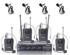 Wireless Microphones System with UHF Headset/Lavalier Lapel Mics, Bodypack Tr...