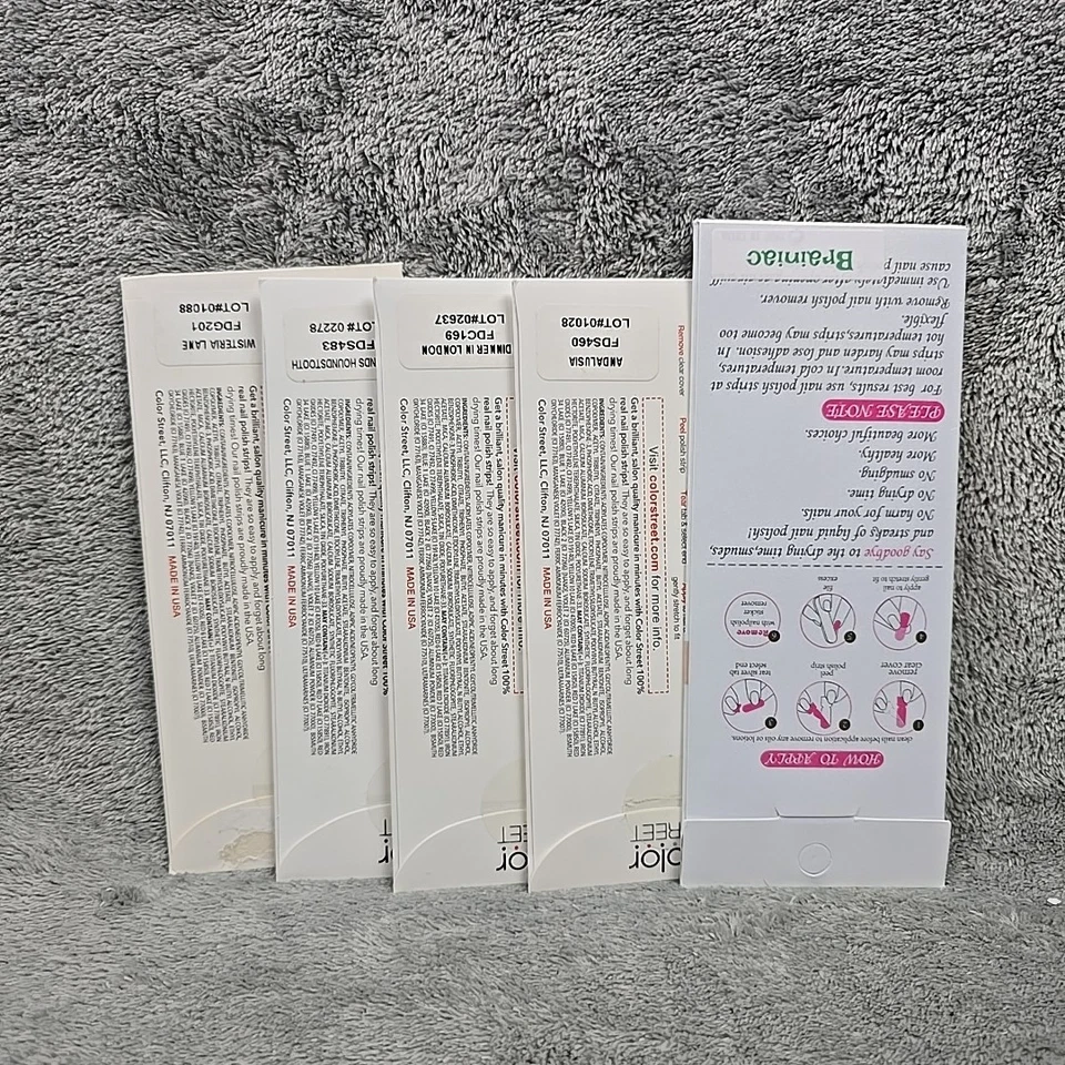 Lote de 5 Tiras de Esmalte de Uñas Real Color Street/EV2 Lunares Florales Pata de Gallo Foto 2 de 4