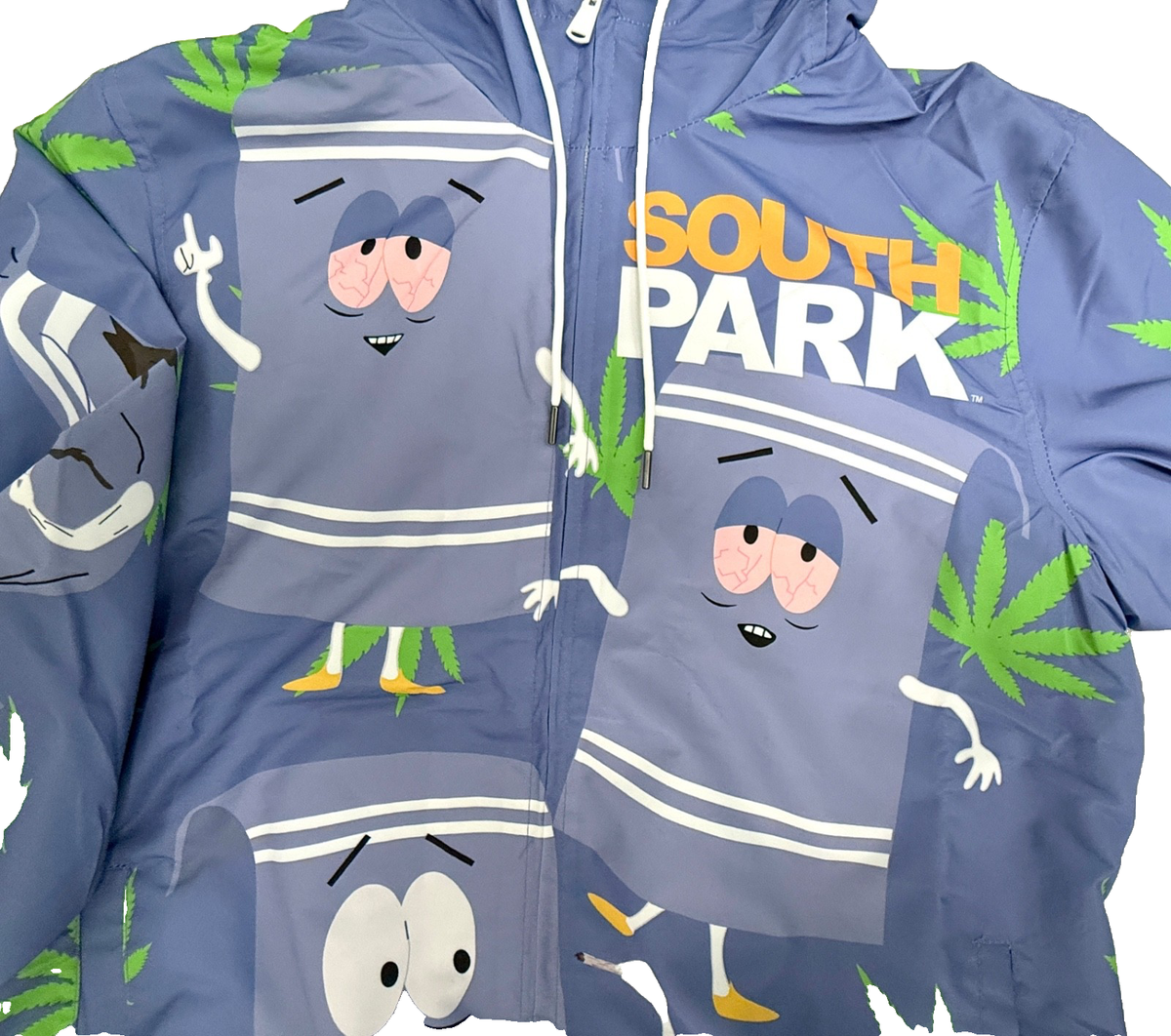 Hood Members Only バンダナ MIKADO Members Only SOUTH PARK Towelie Weed Hooded Windbreaker Jacket Sz
