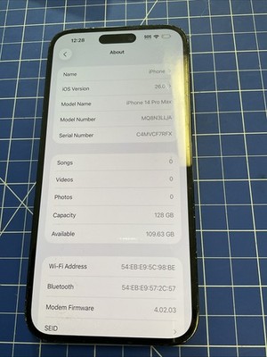 Apple iPhone 14 pro max 128gb att Read Description E517