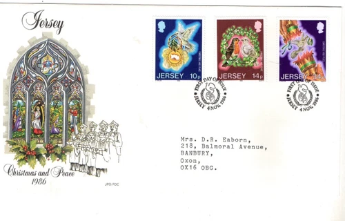 1986 JERSEY - CHRISTMAS & PEACE FDC FROM COLLECTION N47