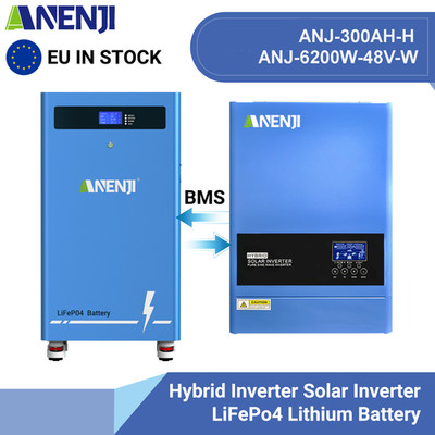 16Kwh 314Ah 51.2V LiFePO4 Battery Storage+6.2KW Solar Hybrid Inverter MPPT 120A