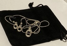 Sea Gems Dainty Sterling Silver Pendant Necklace & Dangle Earrings Set.