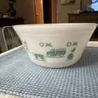 VTG 1950s Federal Oven Ware Milk Glass O&M Elevator Farm Scenes 7" Mixing Bowl