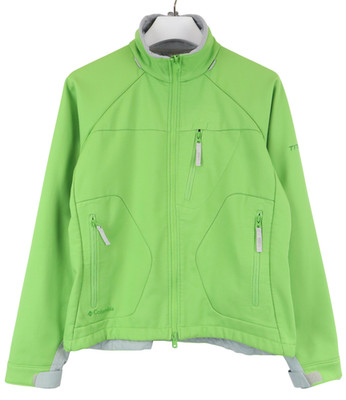 Columbia Titanium Jacke Damen Groß Grün Reißverschluss Taschen Kragen Leicht