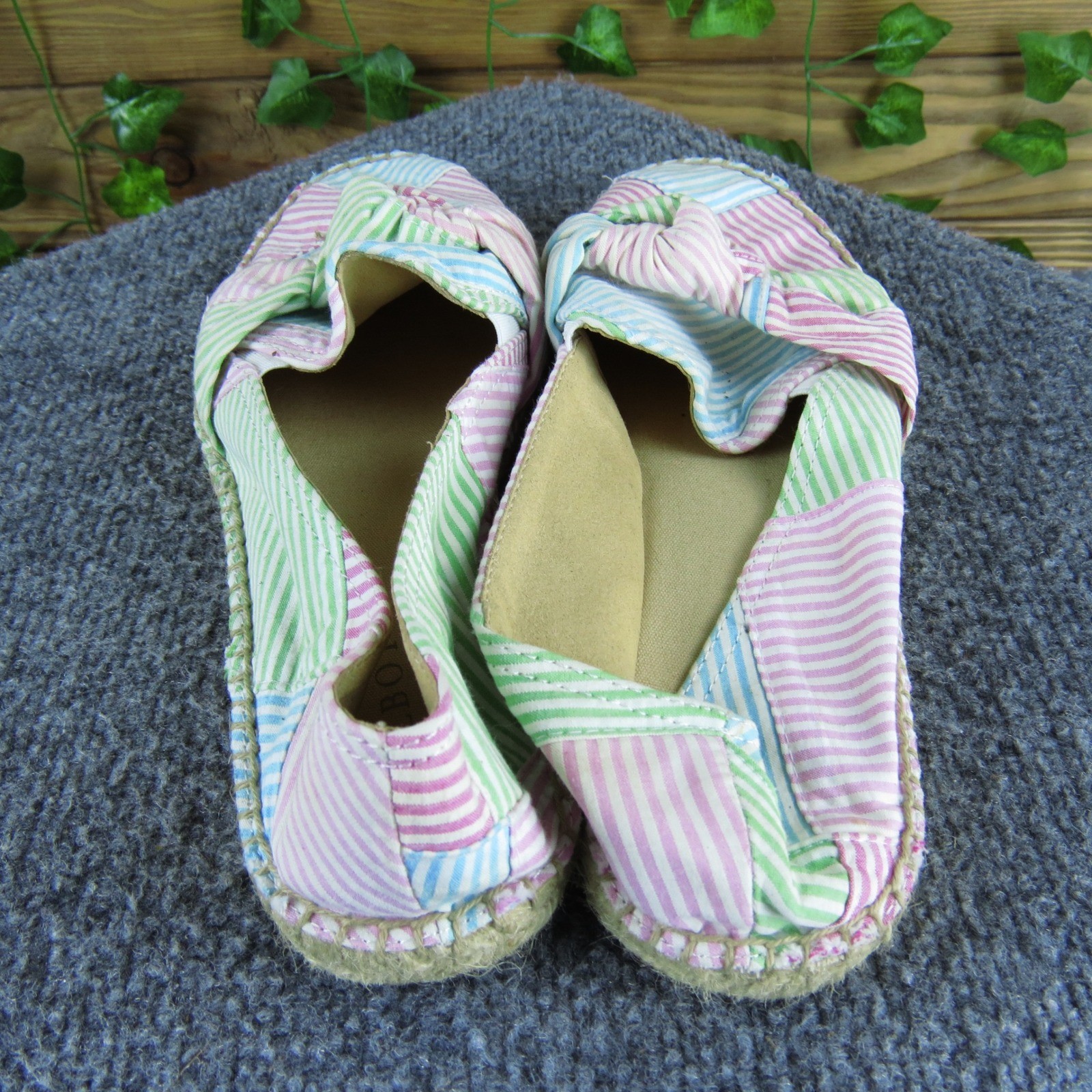 Talbots Striped Patchwork Espadrilles Bow Slip-On… - image 4