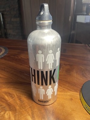 SIGG Think Green Aluminum Water Bottle 1L Pre-Owned Swiss Made Cap Included