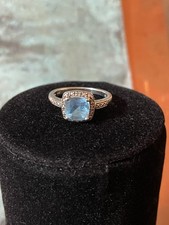 925 M Sterling Silver Size 7 Blue Stone Ring