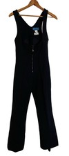 Vintage Obermeyer Wool Blend Black Ski Bib Pants Stretch Stirrups Women  s 12R