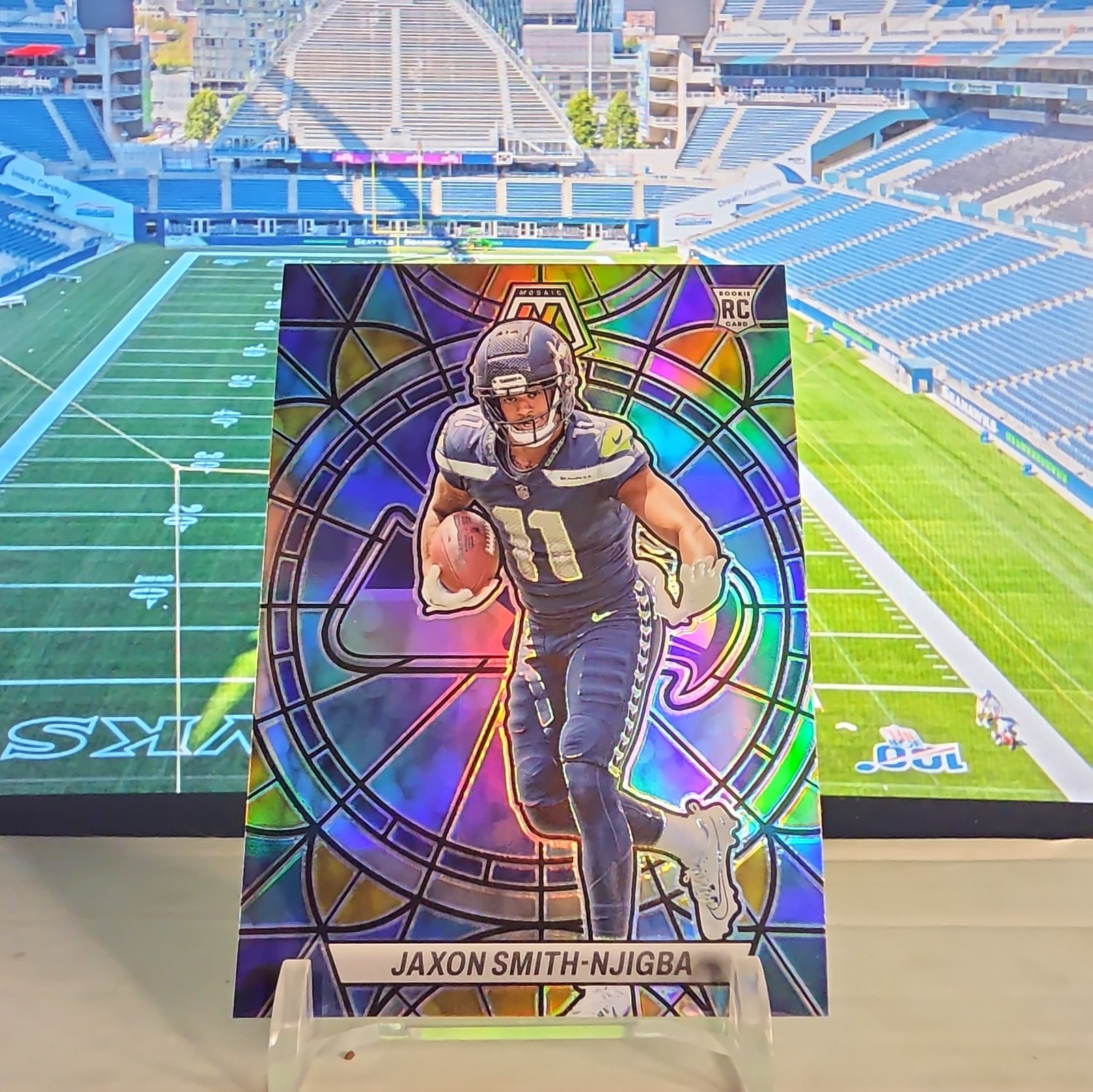 2023 Panini Mosaic - Jaxon Smith-Njigba SSP Stained Glass #SG-28 (RC)