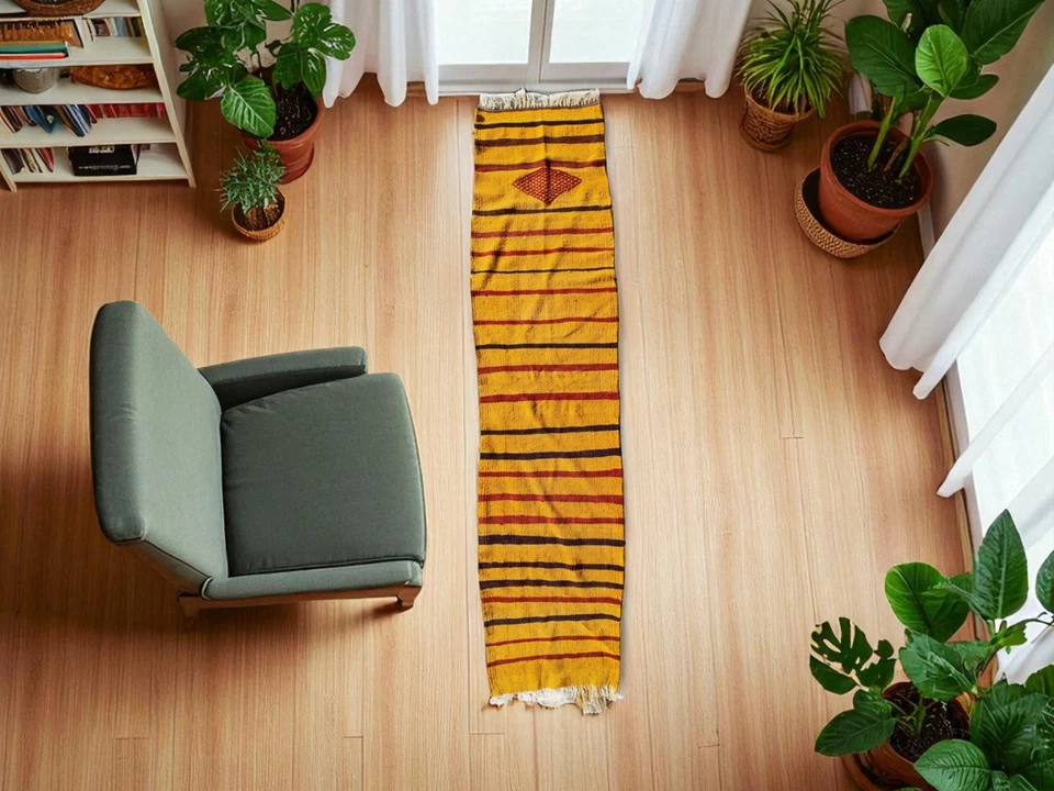 Alfombras amarillas 2x8, alfombra de cocina 2x8, alfombra de escalera 2x8, corredor amarillo, alfombra de pasillo 2x8 Foto 2 de 4