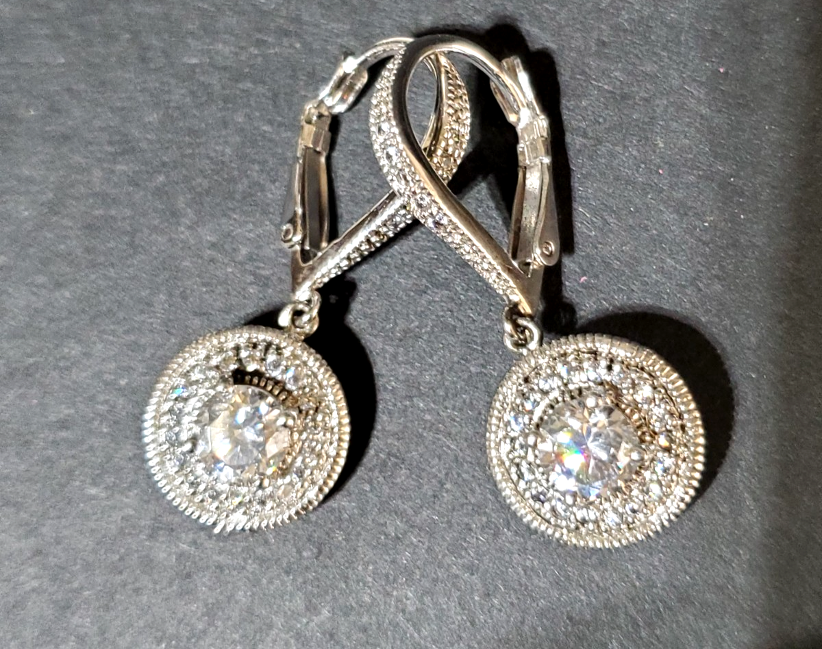 ESPO 925 JOSEPH ESPOSITO ESPOSITO STERLING SILVER WHITE STON  Vintage Joseph Esposito ESPO Sterling Silver 925 Ball Drop Leverback Earrings main image 2