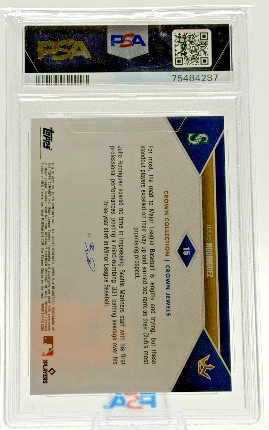 2022 Topps X Bobby Witt Jr. JULIO RODRIGUEZ #15 Crown Collection PSA-10 RC GC658 view 2