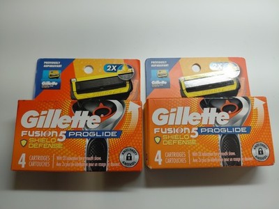 GILLETTE FUSION5 PROGLIDE SHIELD RAZOR CART'S, 4 X 2 = 8 CART'S TTL NEW & SEALED