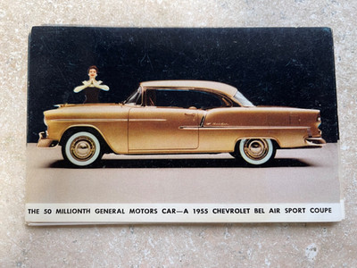 Postcard 50 Millionth General Motors Car-A 1955 Chevrolet Bel Air Sport Coupe