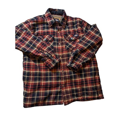 Chaqueta de franela forrada Dickies Sherpa para hombre XL a cuadros a presión cálida ropa de trabajo pesada - Imagen 12 de 14