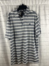 NEW Adidas Mens Two Color Stripe Golf Polo Shirt Collegiate Navy White Sz Medium