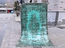 Tappeto Oushak 6x9 Overdyed - 5,1x9,2 piedi verde turchese tappeto vintage turco