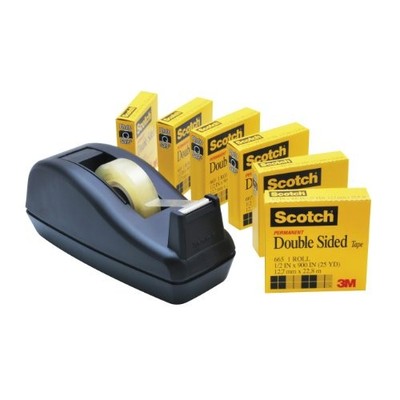 3M 6656PKC40 Scotch Double Sided Tape 0.5'' x 75ft Clear