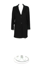 Fleurette Loro Piana Italy Black 100% Wool Womens Coat Size 10 Made in USA /363