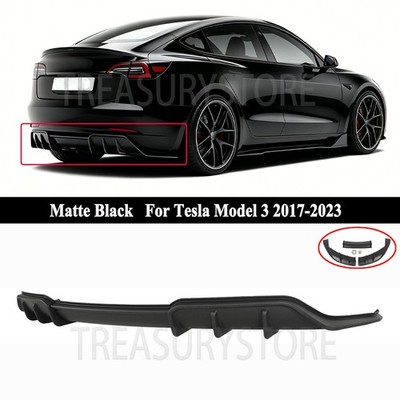 For Tesla Model 3 2017-2023 AD Style Matte Black Add-On Rear Bumper Diffuser Lip