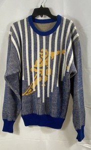 Vintage 90s Polo Player Graphic Crewneck Sweater Blue White Striped Size L