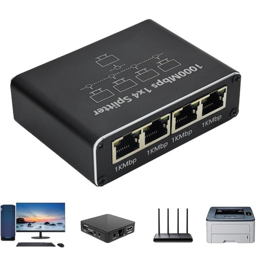 4-Port RJ45 Gigabit Ethernet LAN 1 zu 4 1000Mbps Ethernet Splitter LAN Switch DE - Bild 2 von 11