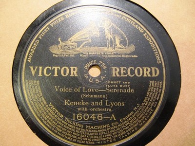1906 Emil Keneke Cornet DARIUS LYONS Flute Schumann Voice of Love VICTOR 16046 _
