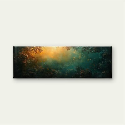 Panoramic Enchanted Night Sky with Fireflies Canvas Print Wall Art Home Decor