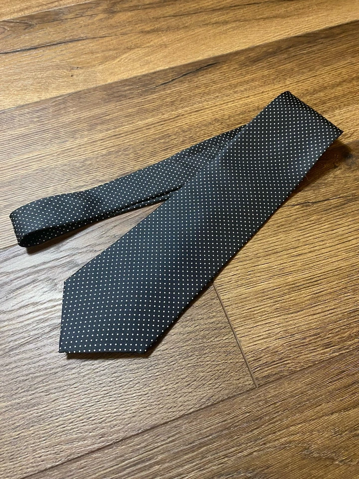 Corbata de hombre BERT PULITZER vintage marrón crema seda lunares hecha en EE. UU. Foto 4 de 4