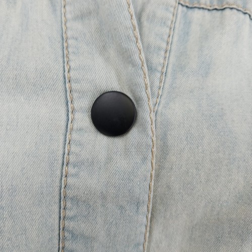 Chaqueta Camisa Denim Ruff Tallada Mujer Desteñida Azul Claro Frente a Presión con Bolsillo Talla XL - Imagen 8 de 11