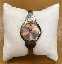Movado Pink Dial Stainless Steel  24mm Quartz Watch 84 A1 1846 New Battery