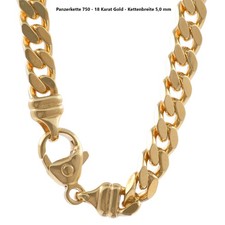 Edle massive Goldkette Panzerkette Halskette aus 750 - 18 Karat Gold