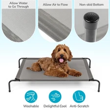 43*26*8'' Cooling Elevated Dog Bed With Metal Frame Indoor Outdoor Pet Bed Cot