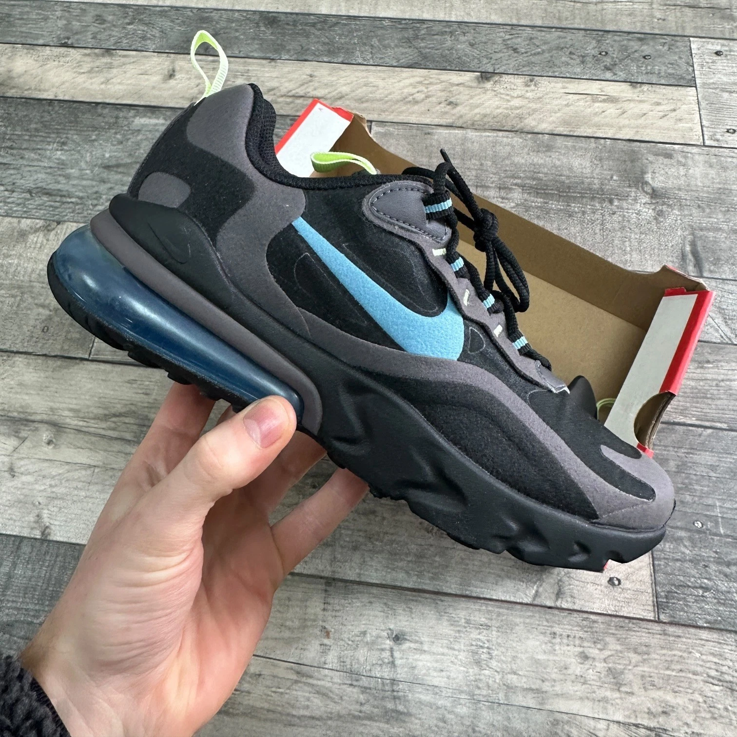 Nike Air Max 270 React Kids Trainers Black Grey Size UK5.5 US6Y EU38.5