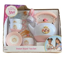 Tea Set Disney Princess Style - 2 of everything Pink +Gold Spoons New in Box
