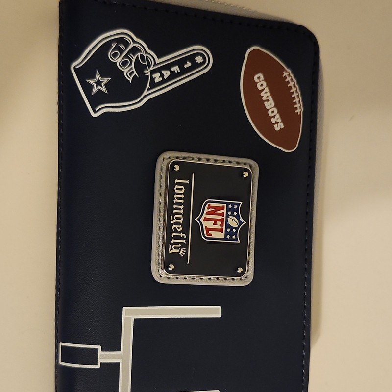 Dallas Cowboys NFL Zip-Around Wallet with ID Window, Blue/White/Gray