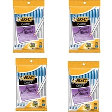 Pack of (4) New Bic - Ball Pens - Cristal Medium Blue 10.00 ct