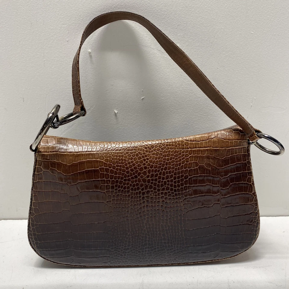 Bolso de Hombro Stuart Weitzman Cuero Repujado Cocodrilo Marrón Foto 2 de 4