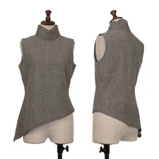 ATSURO TAYAMA Asymmetry Tweed High Neck Sleeveless Top Size 36(K-161576)