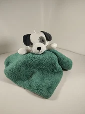 DTU White Puppy Dog Gray Eye Spot Baby Lovey Green Security Blanket