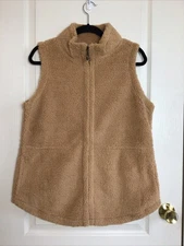 belle by kim gravel Camel Faux Sherpa Pull Adjustable waist ￼Zip Vest W Pockets