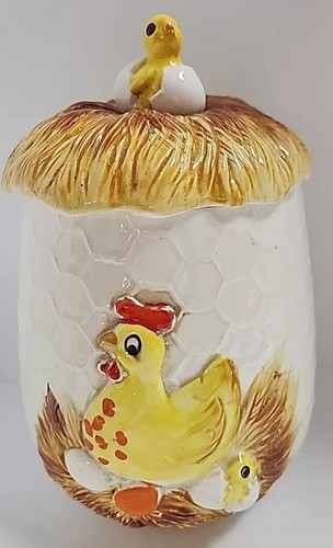 VTG SEARS Roebuck Canister Hatched Chicken Egg w/ Lid Japan 70s 8 1/2"
