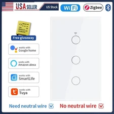 3 Gang Tuya WiFi Touch Wall Smart Light Switch Panel for Alexa Google Home App