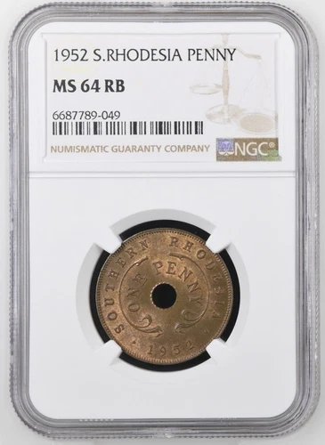 Southern Rhodesia 1 Penny 1952 NGC MS 64 RB