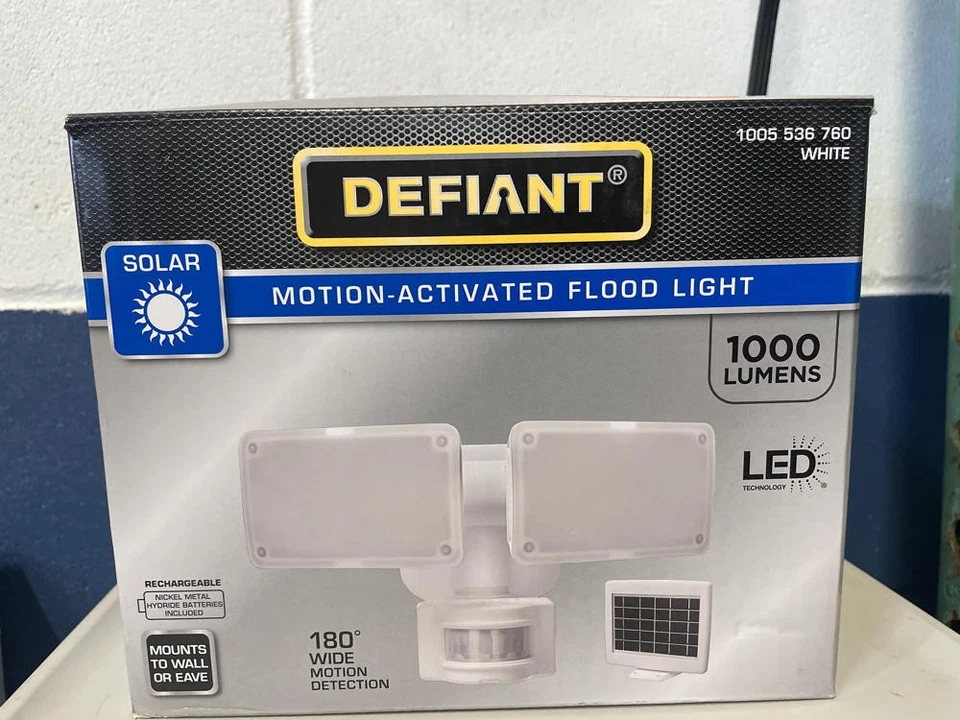 Defiant 180 Degree Outdoor Solar Motion Activated 2 Head LED Flood Light 1000 L - Image 4 of 4